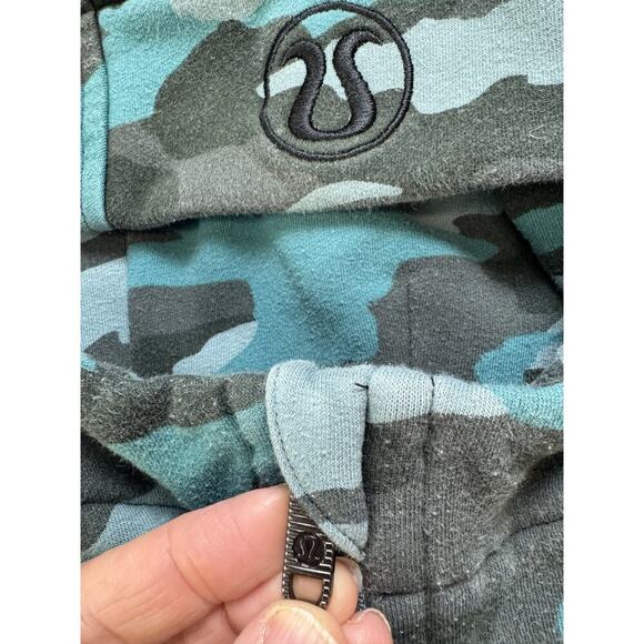 Lululemon Scuba Hoodie Tidewater Teal Camo Blue Green Heritage 365 Women Size 8 - Picture 5 of 10